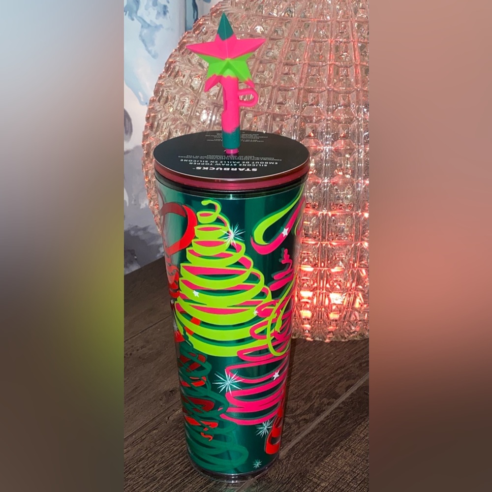 Starbucks Holiday 2023 Tumbler with Star Straw Topper New